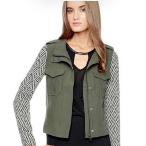 Ella Moss Minka Jacket linen blend, Olive Green & Natural Gorpcore military S - Picture 1 of 7